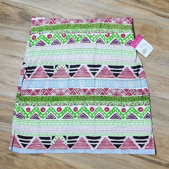 🔹️NWT Catch My I Multicolored Aztec Print Skirt XLarge - Picture 2 of 8